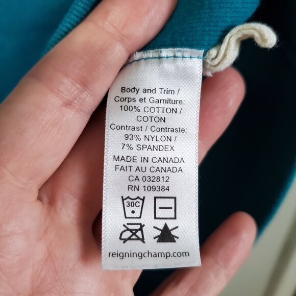 REIGNING CHAMP Sea to Sky Crewneck Sweatshirt Nylon Mixed Media Teal Men's XL - Picture 10 of 11